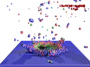 Sputtering of Ag{111} by impact of 15 keV C<sub>60</sub> projectile.