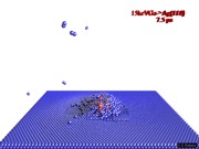 Sputtering of Ag{111} by impact of 15 keV Ga projectile.