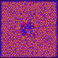 Sputtering sequence of benzene molecules ejected from 3 layer system irradiated by 4 keV Ar (Top view) - 3 ps