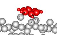 Adsorbed molecule is gently uplifted by a collective action of several substrate atoms<br>This mechanism occurs at later stages of development of collision cascade and leads to ejection of slow molecules. This mechanism is known to be responsible for ejection of large intact organic molecules.